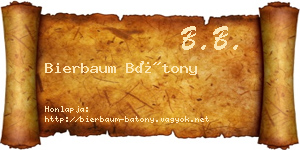 Bierbaum Bátony névjegykártya